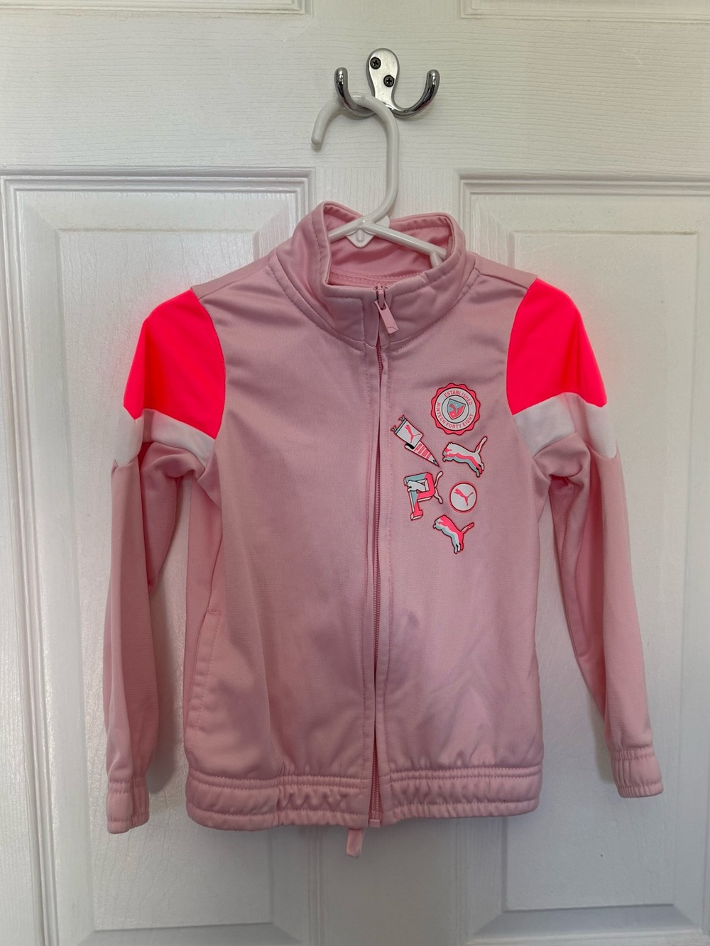 Puma 4T Girls Pink Zip-Up Sports Track Jacket